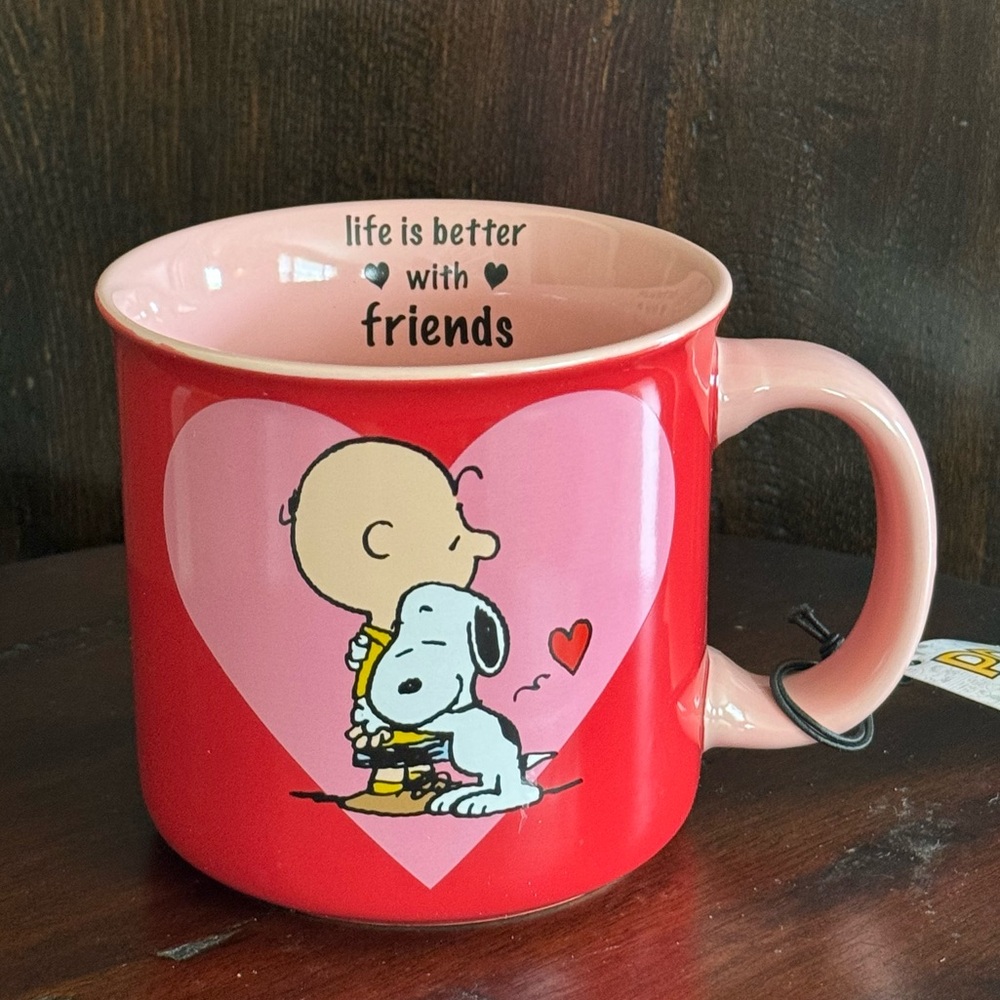 Life is Better with Friends - Peanuts Charlie Brown & Snoopy Heart Mug